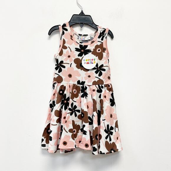 Dot Dot Smile Girls' Pink & Brown Floral Tank Dress 12-24M - Picture 1 of 4